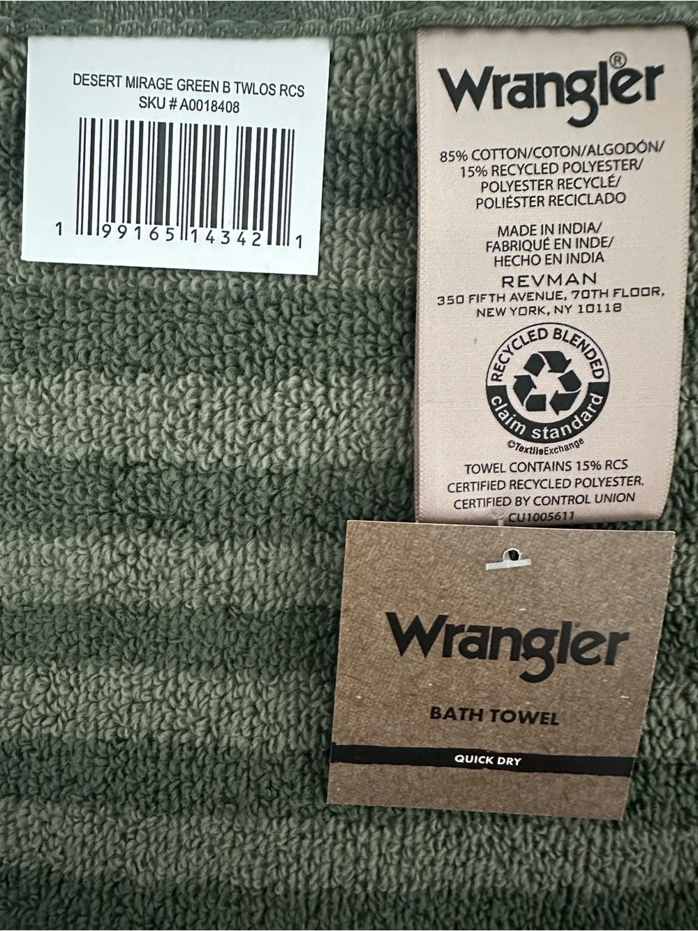 Wrangler Green Southwestern 4 Pc Towel Set 2 Bath Towels 2 Hand Towels NWT